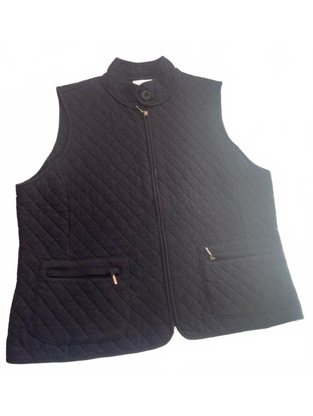 Equestrian Style Charter Club Women's Quilted Black Vest Size Large